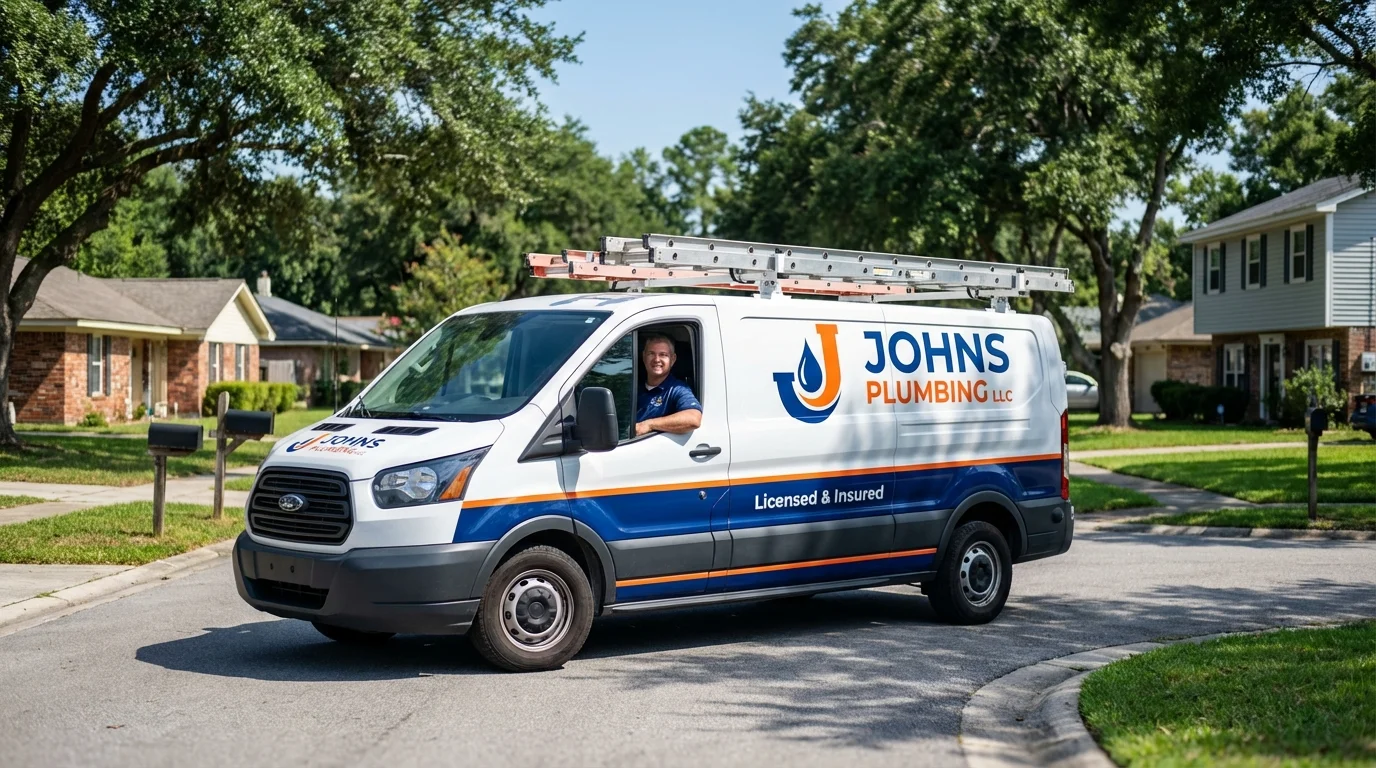 Johns Plumbing LLC service van in Hillsborough, NJ