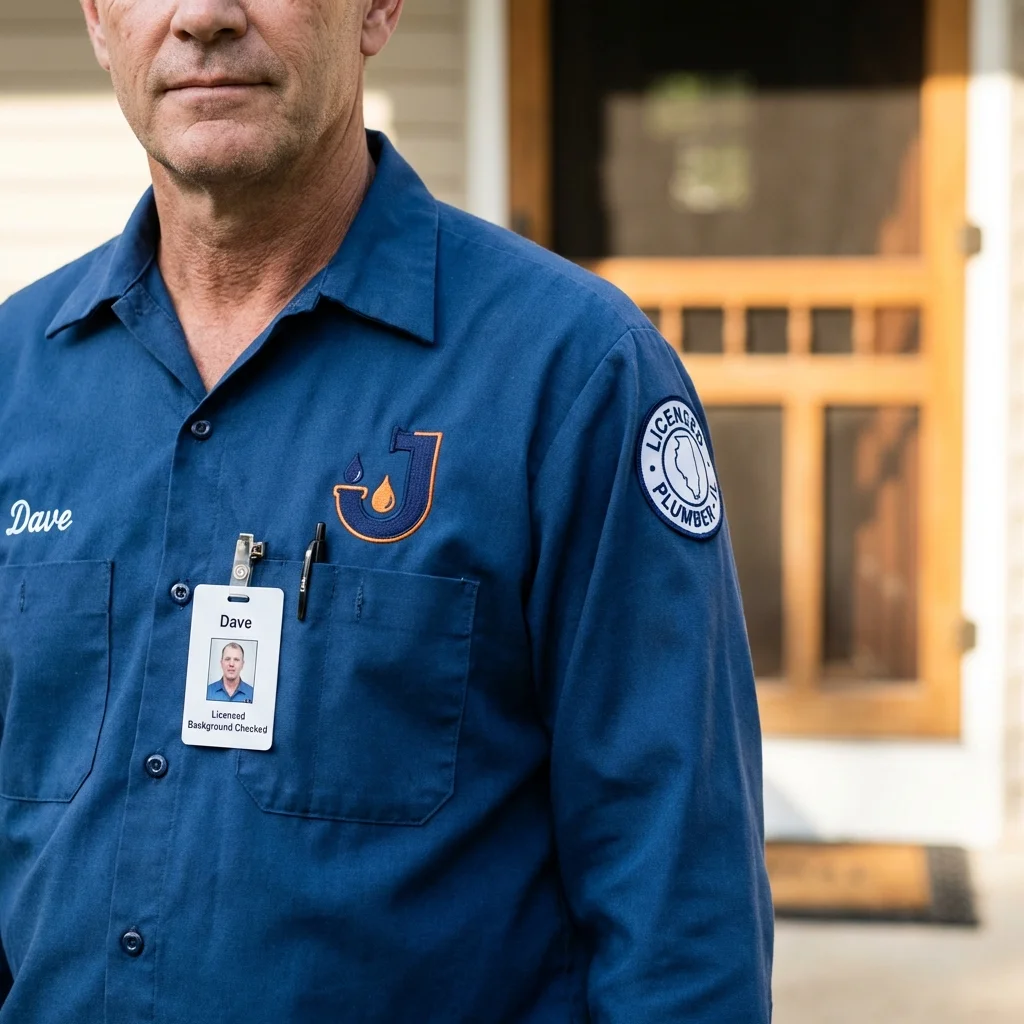 Licensed plumber showing ID badge in Hillsborough, NJ